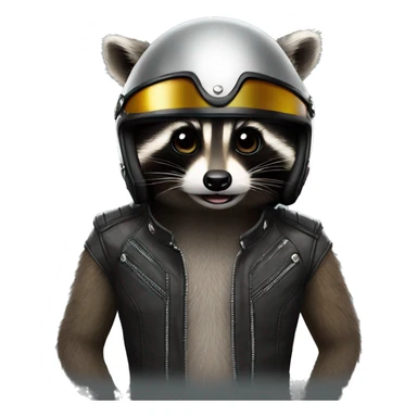 raccoon wearing a motorcycle helmet sticker