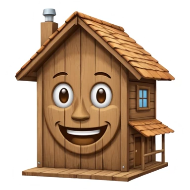 physical home with roof shaped face mascot on neck  sticker
