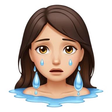 Beautiful brunette crying a puddle of tears sticker