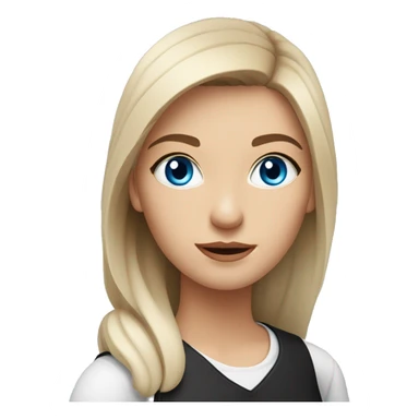Slavic woman with blue eyes, eyes look up, fair skin, straight gradient medium length hair, eyes makeup, dressed in white T-shirt and office black jacket, one side of hair is tucked behind the ear. sticker