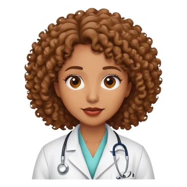 odontologa con bata, la mujer es crespa con el cabello a los hombros  sticker