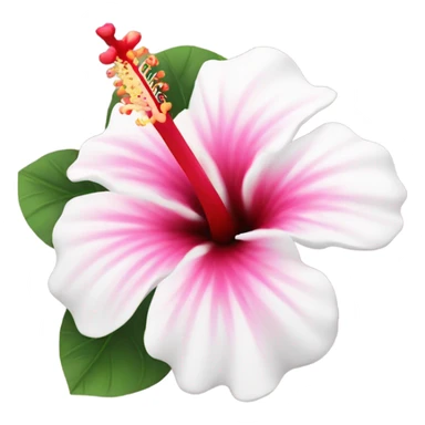 white and pink hibiscus flower  sticker