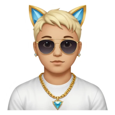 Man with cat ears and Versace shades and big chain with a big diamond K as a necklaces  sticker