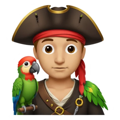 pirate emoji with parrot on shoulder sticker