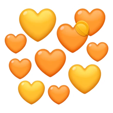 hearts. Orange and yellow.. Pastel sticker