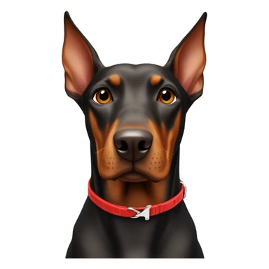 doberman with a red dog-collar sticker
