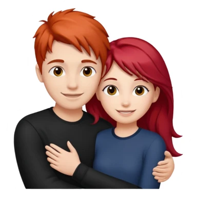 Red haired girl with black hair boy romance sticker