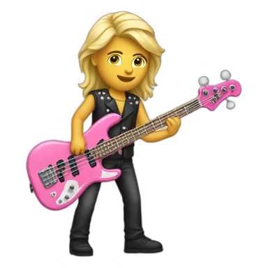 long-blond-bassguitar-player-pink sticker