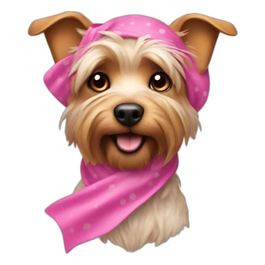 a yorkshire dog with a pink kerchief sticker