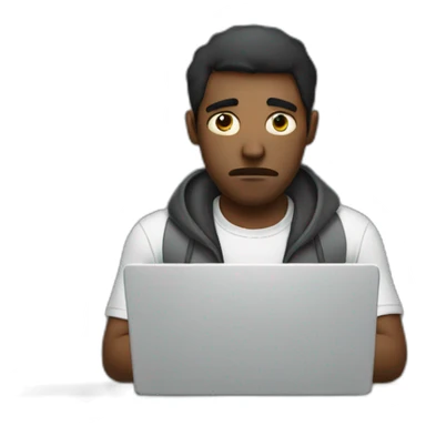 sad man working at laptop sticker