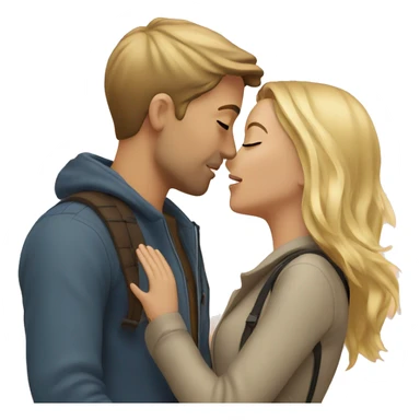 romantic outdoor couple kiss, she is blonde, he has Brown Hair  sticker