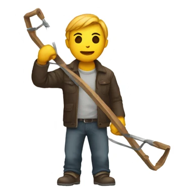 person with slingshot sticker