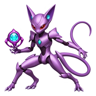 Futuristic armored cyber-Mewtwo-Sableye-Genesect-Deoxys-Espeon-alien-hybrid-fusion sticker