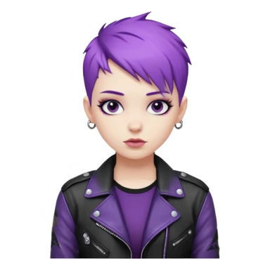 Cool Punk with Short Purple Hair, wearing black leather jacket sticker