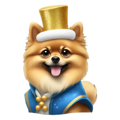 A Pomeranian in New Year's clothes sticker