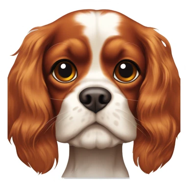 Cavalier King Charles spaniel, color blenheim, with a red spots on his head, small red mole on his face  sticker