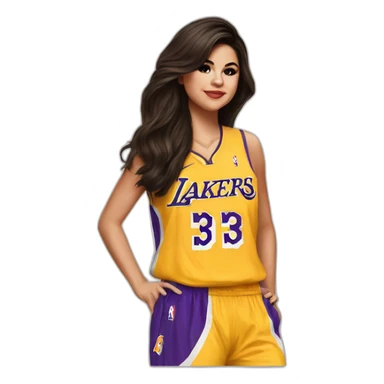 selena gomez wearing lakers jersey sticker
