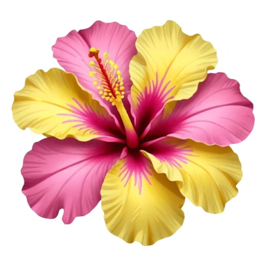 yellow and pink hibiscus flower sticker