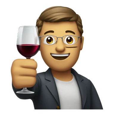 A thumbs up emoji holding a glass of red wine sticker