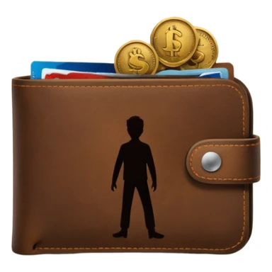 wallet with coins and a person silhouette above sticker