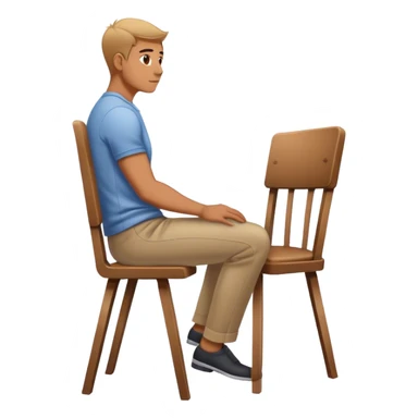 A man sits on a chair drawing with his back straight, but the chair is only halfway sitting sticker