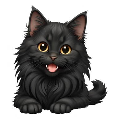 cinematic-yawning black-maine-coon-kitten-portrait-emoji,-head-tilted-playfully-and-inquisitively,-sleek--black-fur,-simplified-yet-adorable-features,-highly-detailed,-glowing-with-a-warm,-friendly-glow  sticker