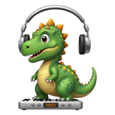 Dinosaur listening to music sticker
