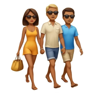 couple walking on the beach sunset in background sticker