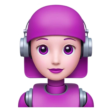 A friendly 3D chatbot assistant icon with a rounded square head, simple eyes, and a subtle smile. Clean, minimal, professional design suitable for a corporate SharePoint icon.Magenta color palette (#E20074) with dark purple and soft pink accents. sticker