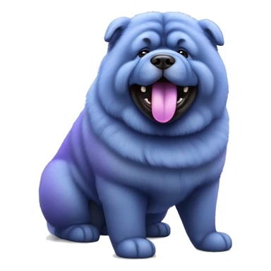 Full body blue Chow chow with purple tongue, photorealistic 4k sticker