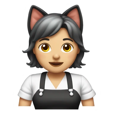 A fat maid with cat ears sticker