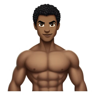 Muscular Afro light-skinned teenager as superhero shirtless Prince Namor. sticker