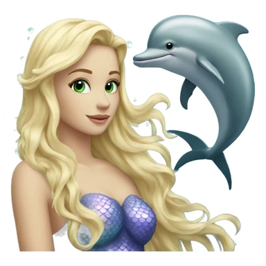 Blonde mermaid with dolphin sticker