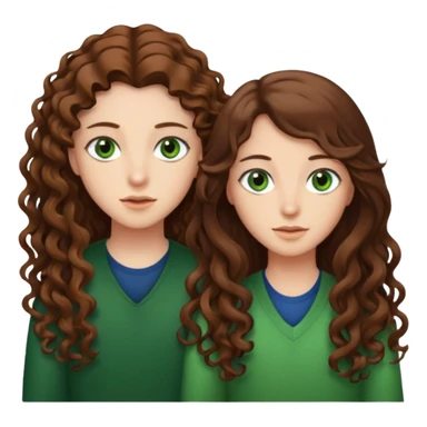 Two besties: 1: long straight brown hair, green eyes 2: long curly brown hair, brown eyes give them a judgy look sticker
