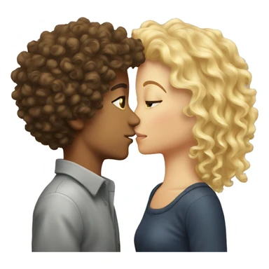 curly hair boy kiss a blonde girl  sticker