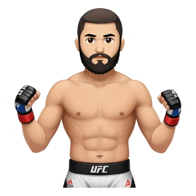 Islam Makhachev UFC fighter with beard in fighting stance, Dagestani MMA champion sticker