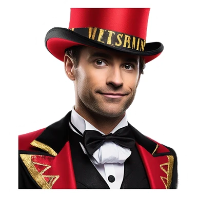 Disney The Greatest Showman Circus Ringmaster Top Hat, Black/Red/Gold, One Size, Wearable Costume  sticker
