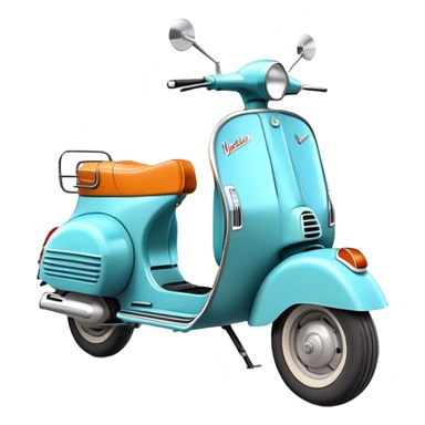 Cinematic Realistic Vespa Scooter Emoji, depicted as a stylish vintage Vespa with sleek retro design and vibrant colors, rendered with crisp textures and dynamic sunlit lighting that captures its iconic Italian charm. sticker