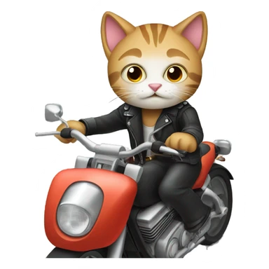 Cat driving motorcycle sticker