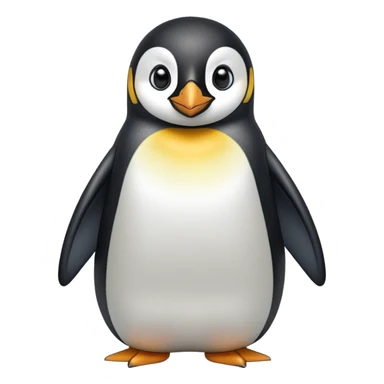 cinematic-emperor-penguin-portrait-emoji,-head-tilted-playfully-and-inquisitively,-with-glossy,-pristine-plumage,-sparkling-eyes-filled-with-curiosity,-simplified-yet-irresistibly-adorable-features, black, large black eyes face sticker
