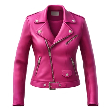 Realistic isolated open magenta ,hot pink,and Raspberry color ombre feminine fashion leather jacket.  sticker
