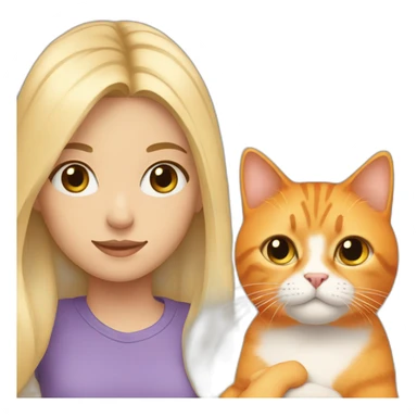 Girl with blonde hair hold a Orange cat sticker