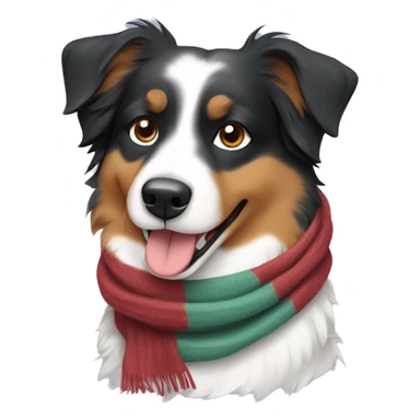 Australian shepherd 3 color wearing scarf sticker