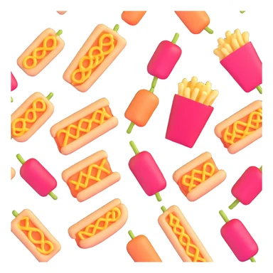row of 3d food snacks sticker