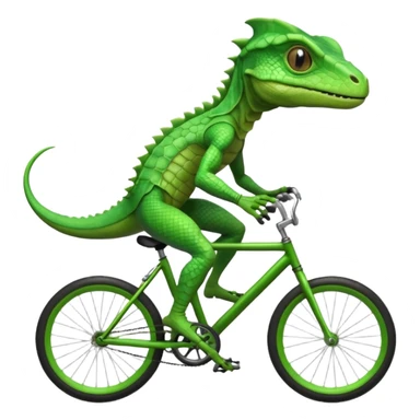 reptilian alien riding a bicycle, lizard-like face, scaled skin, athletic cycling pose, alien warrior vibe, 3D cartoon, mobile game icon style, clean background, no text, no watermark
 sticker