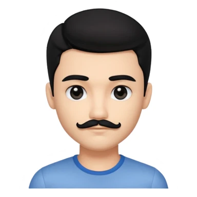 pretty handsome bratz man, with black hair and  square short mustache with black black black  eyes,  short dar, pale skin, defined jawlines sticker