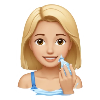 a female washing her face outside of shower  sticker