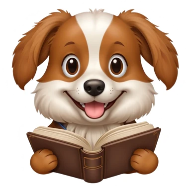 weird dog smiling holding a dictionary sticker