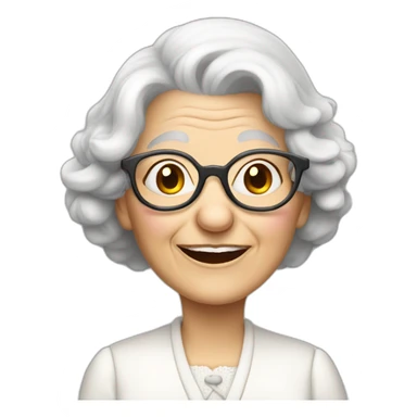 old lady jerry mouse with spectacles and white hair and white dress sticker