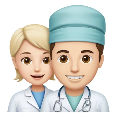 dentist and dentist chair with patient sticker